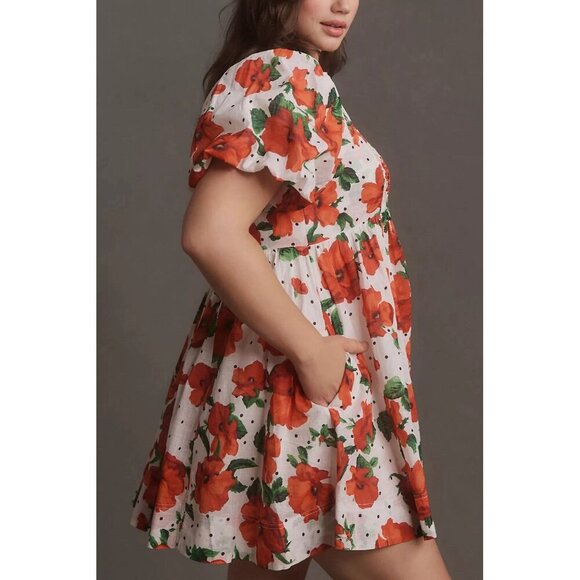 NWT Size 2X - Anthropologie Cotton Floral Smocked Babydoll Dress (NWT US$ 148) - Picture 2 of 7